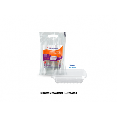 KIT - CRISTALCOPO - 250ML POTE E TAMPA RETANGULAR - FD25